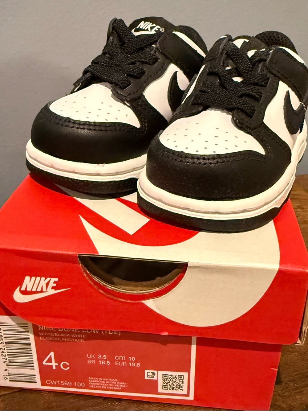 Nike 4C Toddler Black and White Dunks